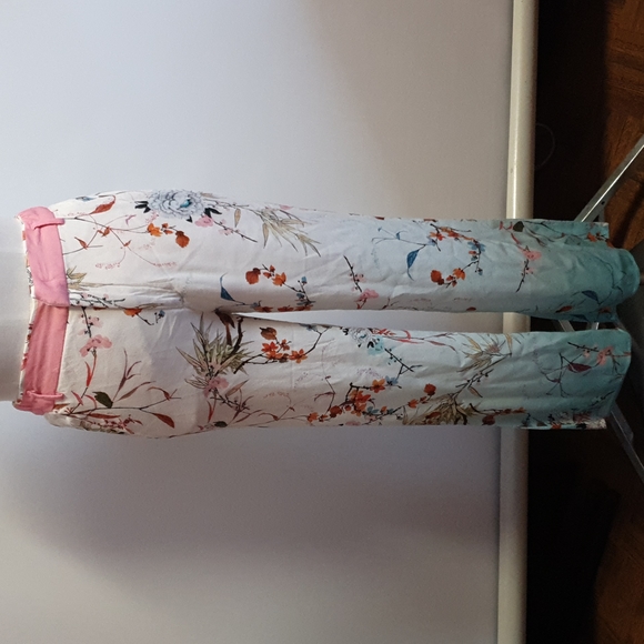 Zara Woman's pink white blue floral Pants Size S - Picture 10 of 12